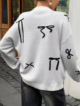Bow Round Neck Dropped Shoulder Sweater - Trendsi - Flyclothing LLC