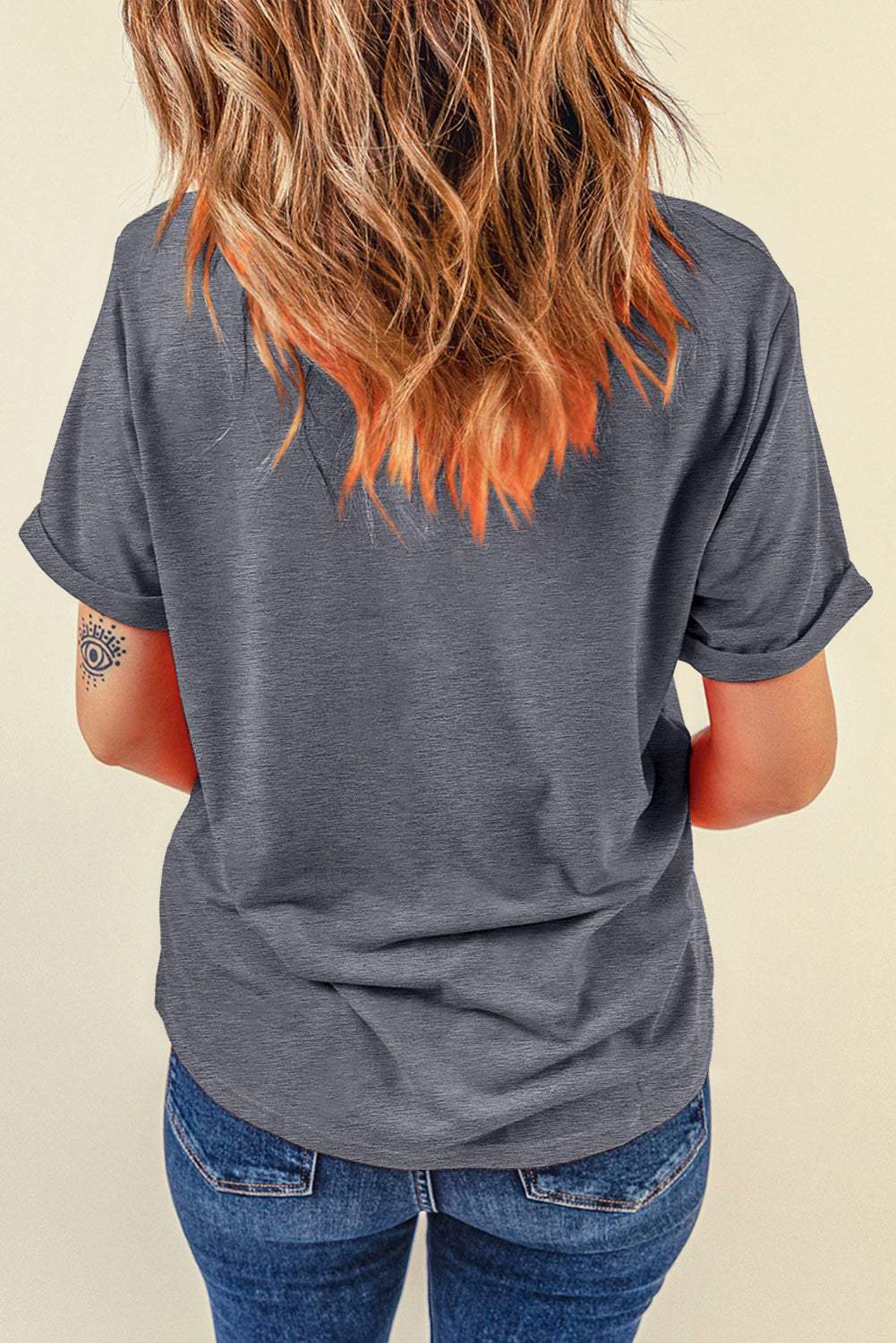 Round Neck Short Sleeve T-Shirt - Trendsi - Flyclothing LLC