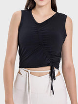 Drawstring Ruched Wide Strap Active Tank - Trendsi - Flyclothing LLC
