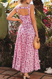 Floral Cutout Back Square Neck Maxi Dress - Trendsi