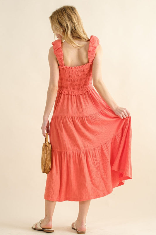And The Why Smocked Ruffled Tiered Dress - Trendsi