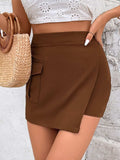 Pocketed High Waist Shorts - Trendsi - Flyclothing LLC
