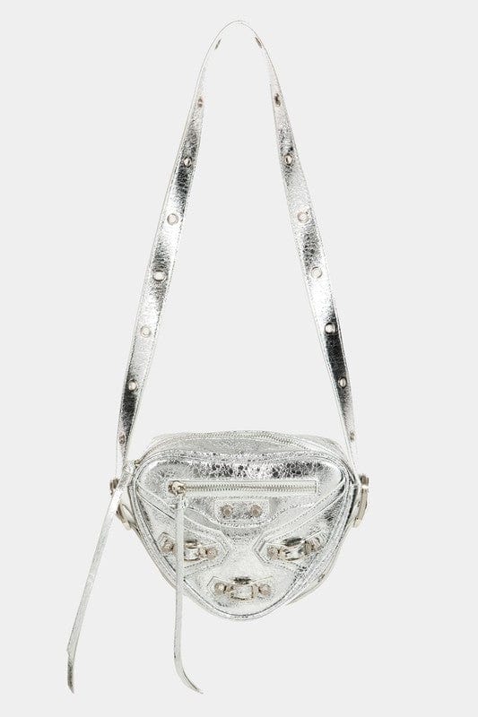 Fame PU Leather Triangle Crossbody Bag - Trendsi