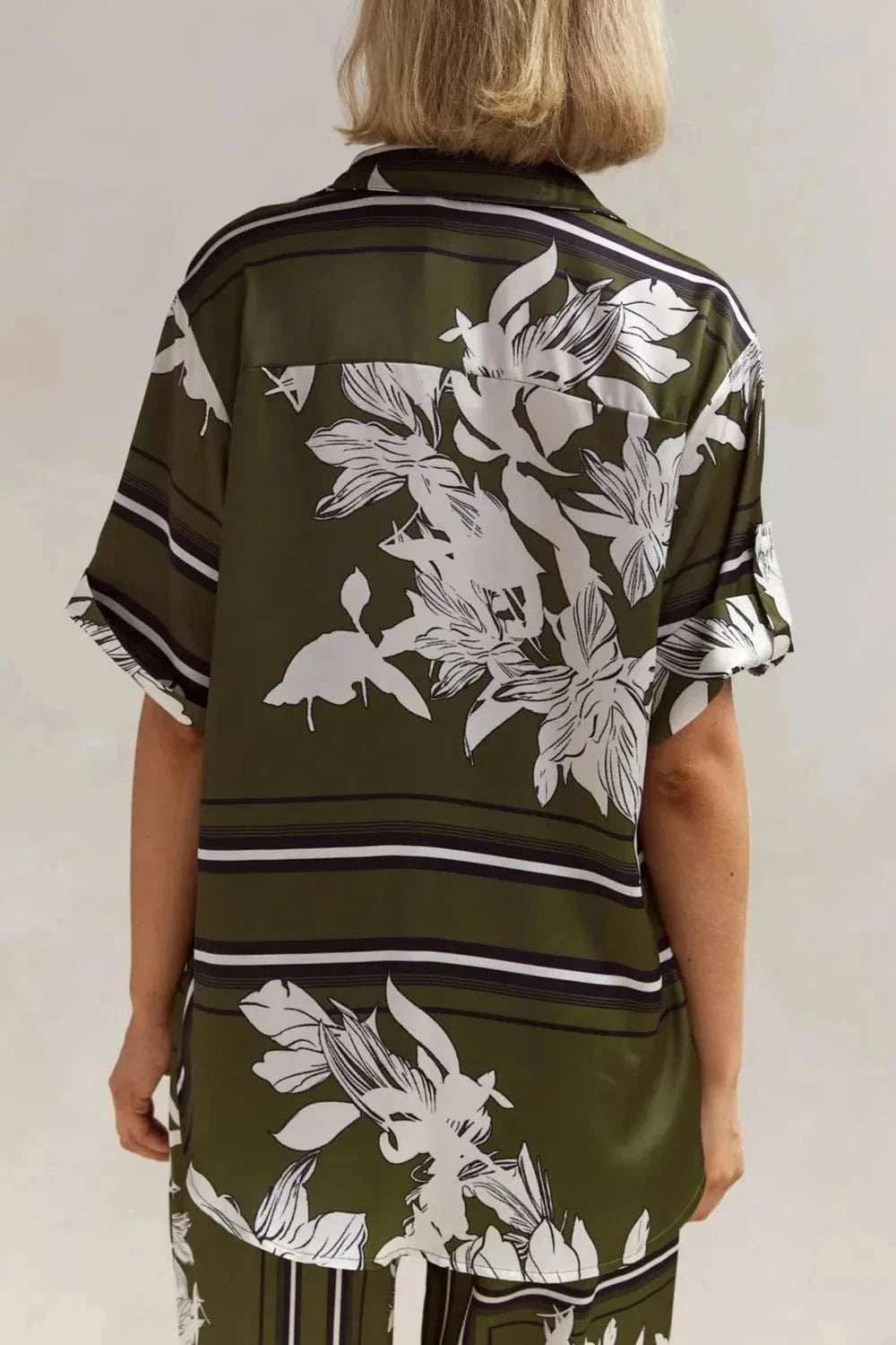 Printed Button Up Shirt and Pants Set - Trendsi - Flyclothing LLC