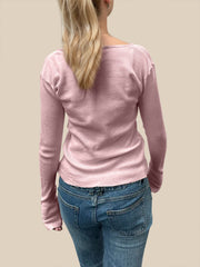Devine Quarter Button Long Sleeve T-Shirt - Trendsi