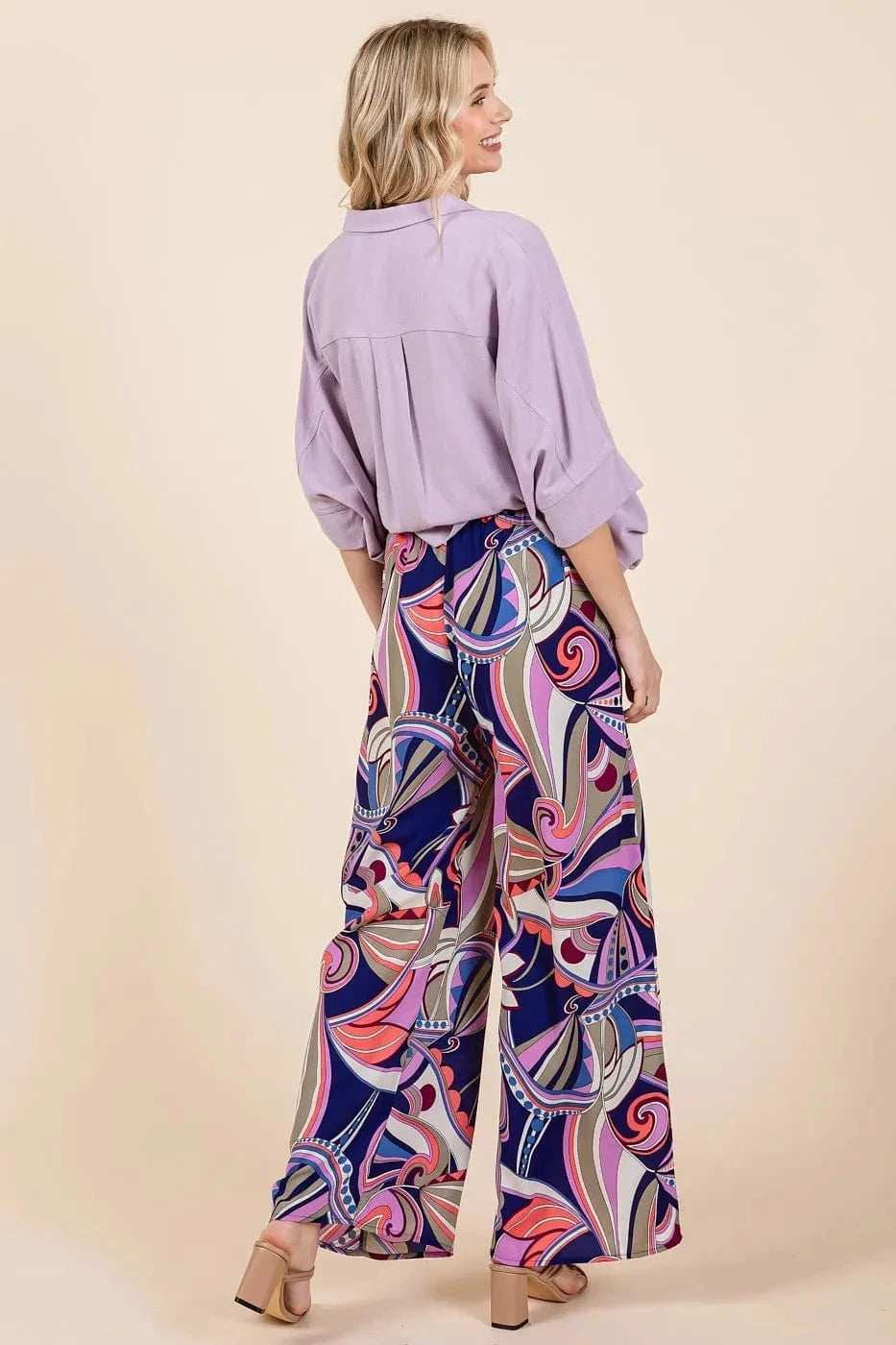 Mittoshop Abstract Print Elastic Waist Wide Leg Pants - Trendsi - Flyclothing LLC