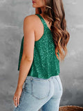Sequin Scoop Neck Tank - Trendsi - Flyclothing LLC