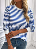 Ivy Lane Striped Round Neck Long Sleeve Sweatshirt - Trendsi - Flyclothing LLC