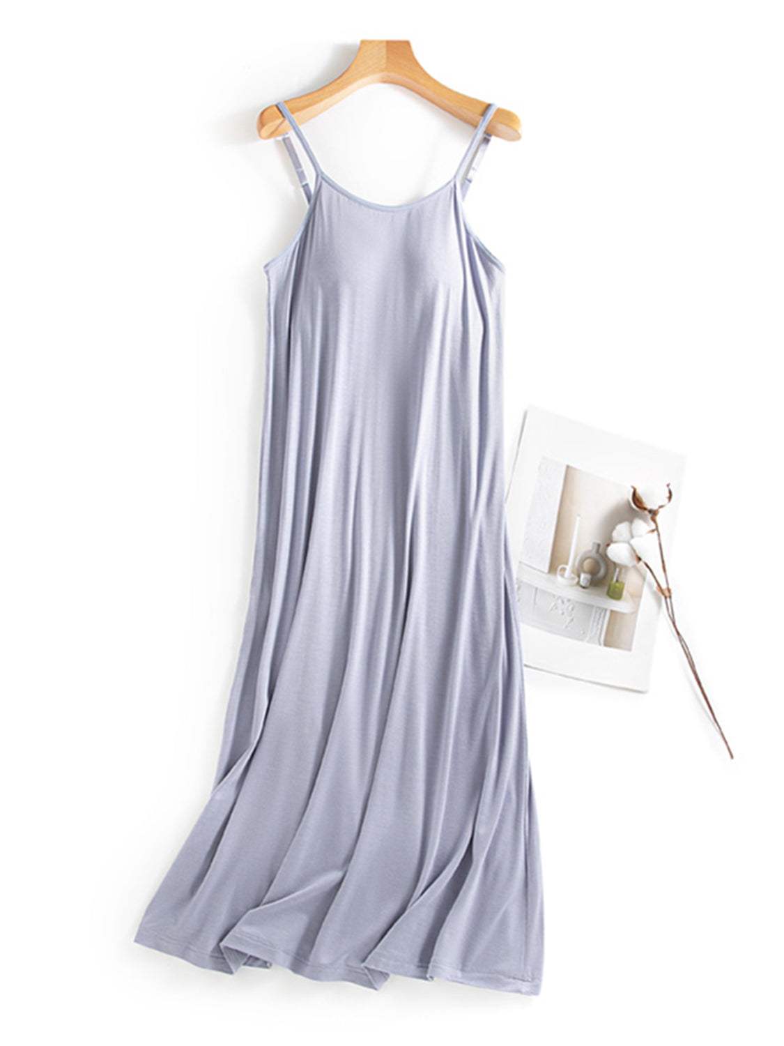 Scoop Neck Midi Cami Dress with Bra - Trendsi - Flyclothing LLC