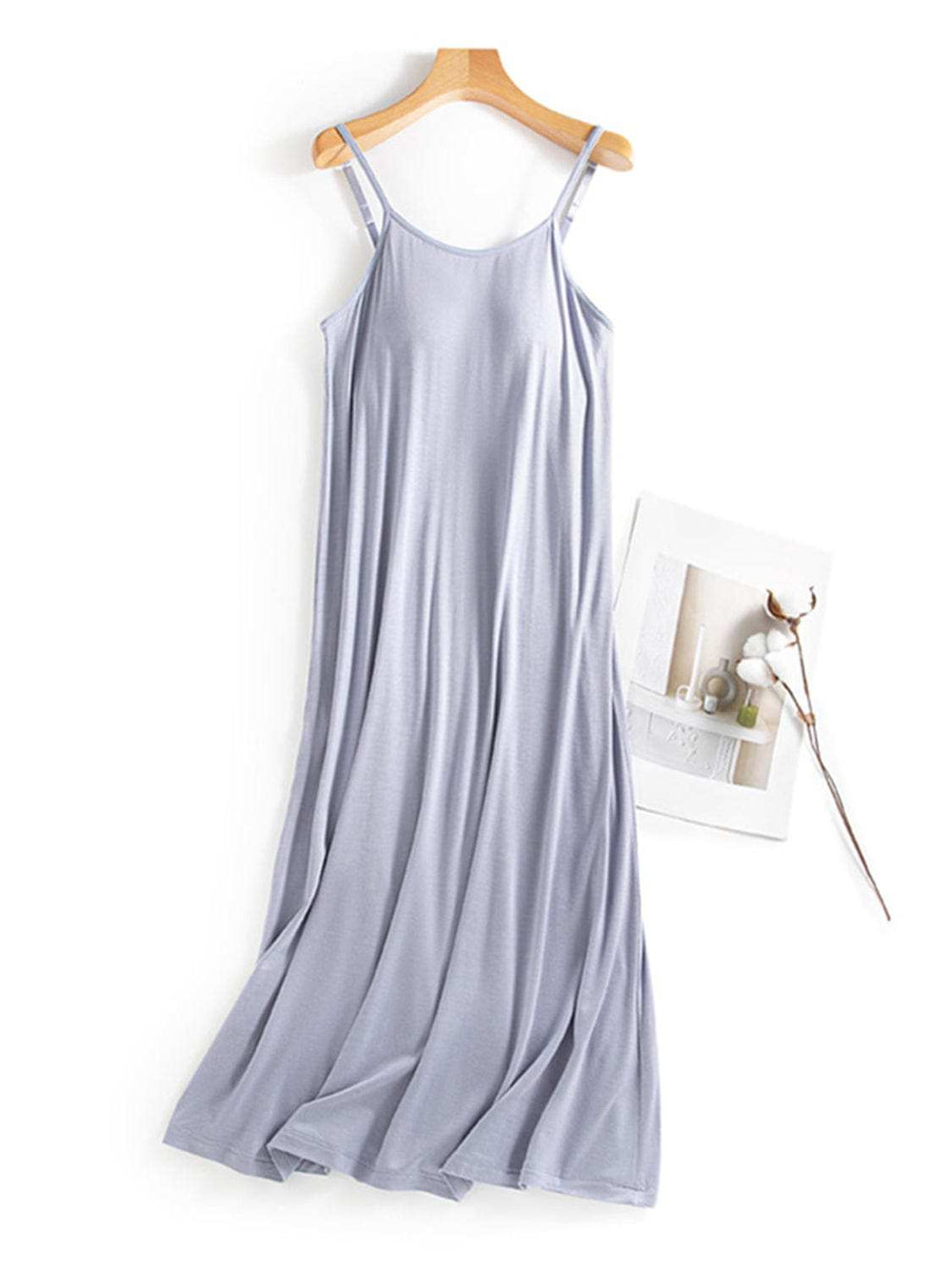 Scoop Neck Midi Cami Dress with Bra - Trendsi - Flyclothing LLC