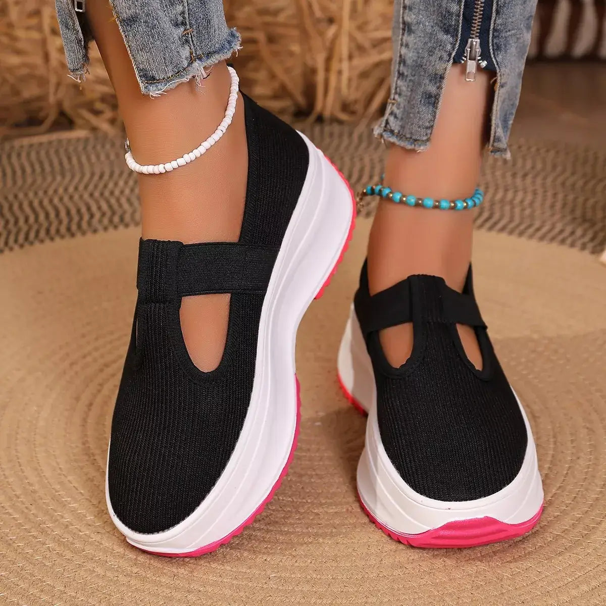 Round Toe Platform Slip-Ons - Trendsi - Flyclothing LLC