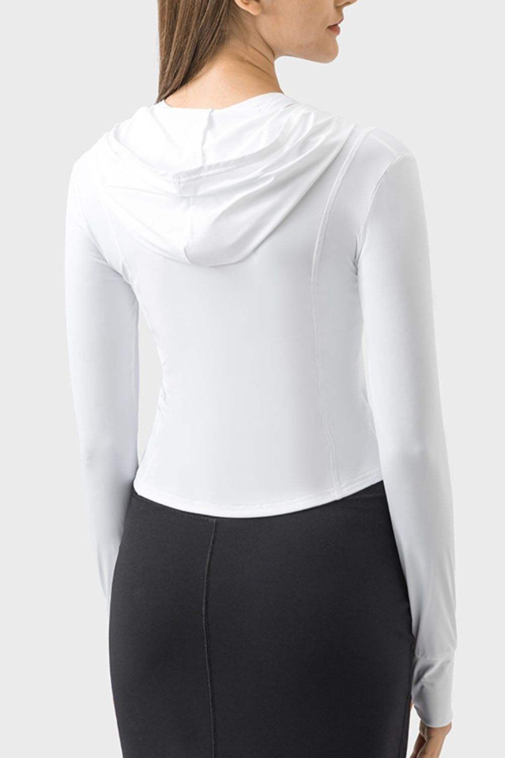 Pocketed Zip Up Hooded Long Sleeve Active Outerwear - Trendsi - Flyclothing LLC