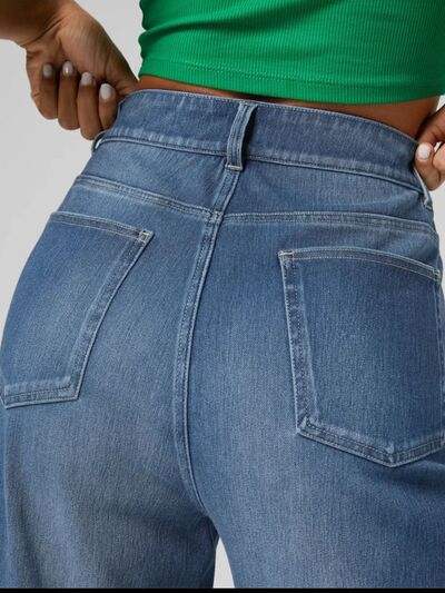 High Rise Rolled Straight Leg Jeans - Trendsi - Flyclothing LLC