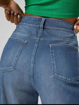 High Rise Rolled Straight Leg Jeans - Trendsi - Flyclothing LLC