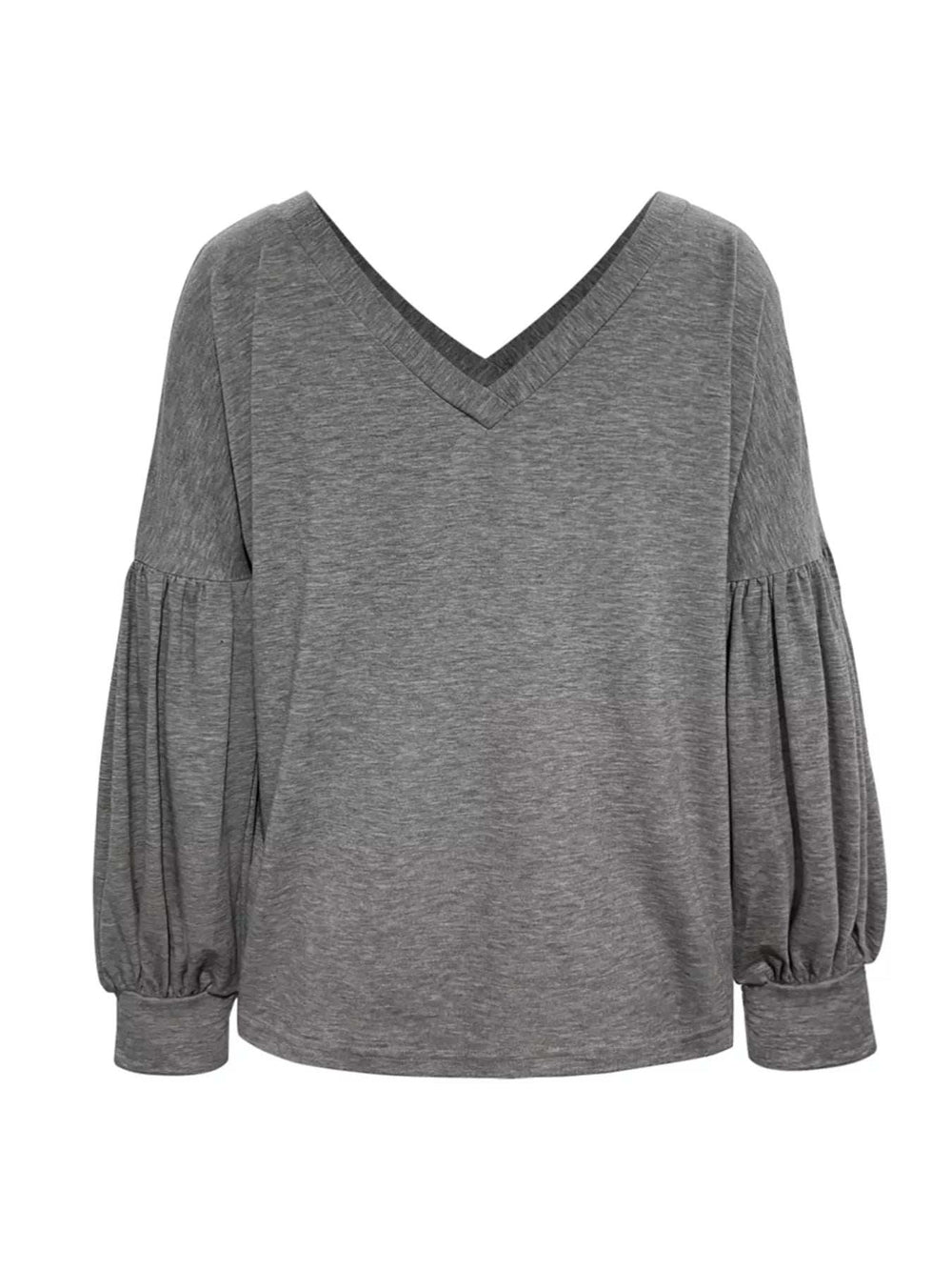 Oversized V-Neck Long Sleeve Blouse - Trendsi - Flyclothing LLC