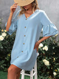 V-Neck Half Sleeve Mini Dress - Trendsi - Flyclothing LLC