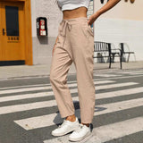 Elastic Waist Tapered Pants - Trendsi - Flyclothing LLC