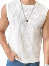 Men's Full Size Eyelet Round Neck Tank Plus Size - Trendsi - Flyclothing LLC