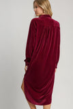 Umgee Texture Curved Hem Button Down Shirt Dress - Trendsi