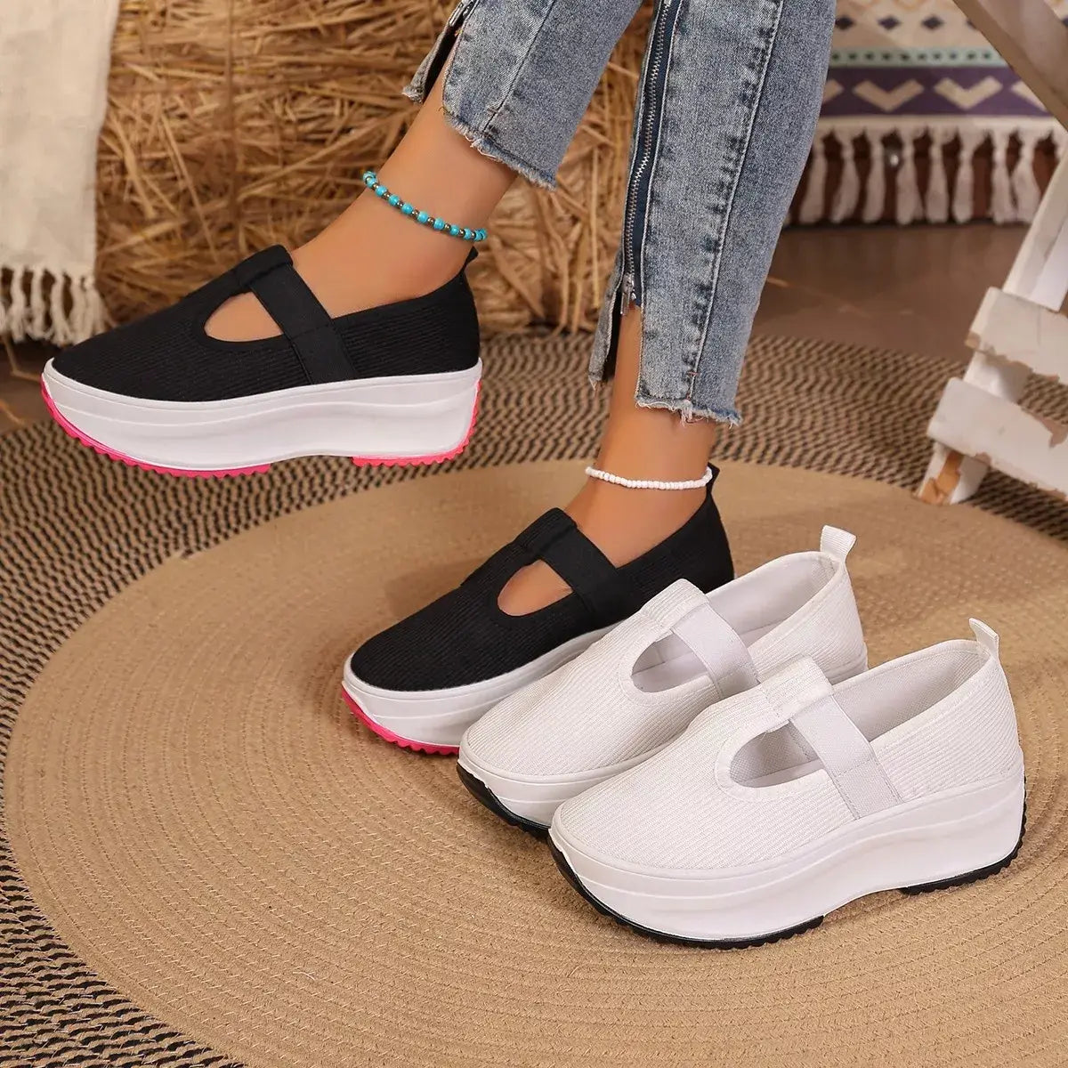 Round Toe Platform Slip-Ons - Trendsi - Flyclothing LLC