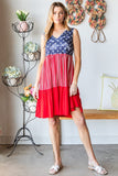 Heimish Full Size US Flag Theme Contrast Tank Dress - Trendsi