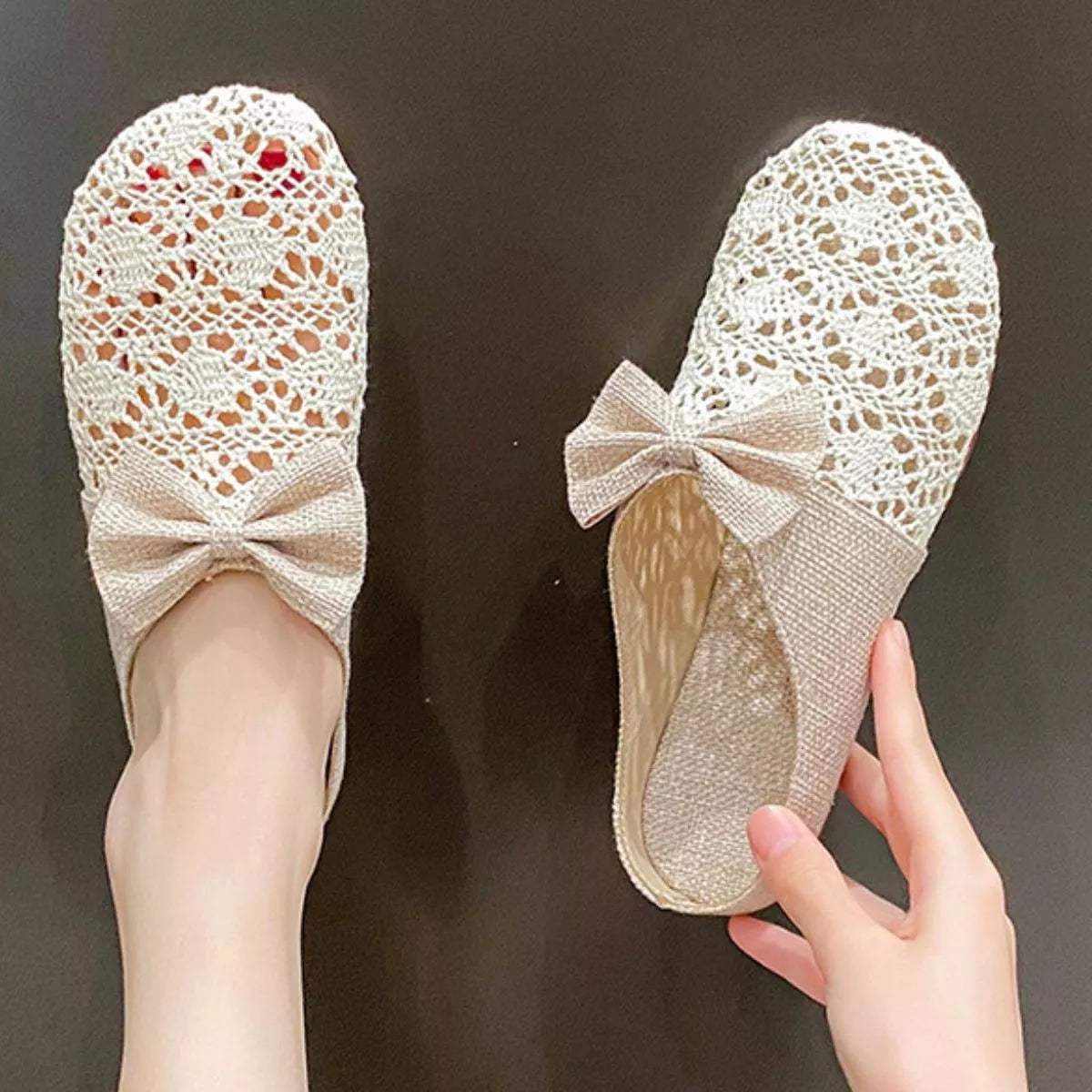 Round Toe Bow Slip-Ons - Trendsi - Flyclothing LLC