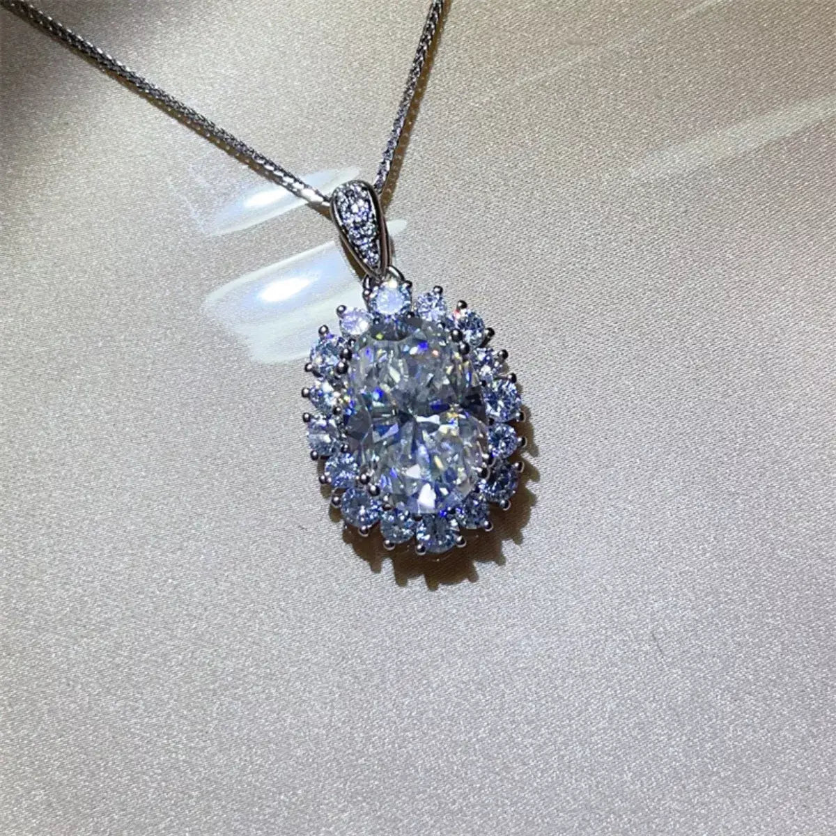 8 Carat Moissanite 925 Sterling Silver Pendant Necklace - Trendsi - Flyclothing LLC