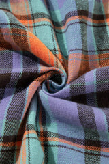 Plaid Collared Neck Long Sleeve Shirt - Trendsi - Flyclothing LLC