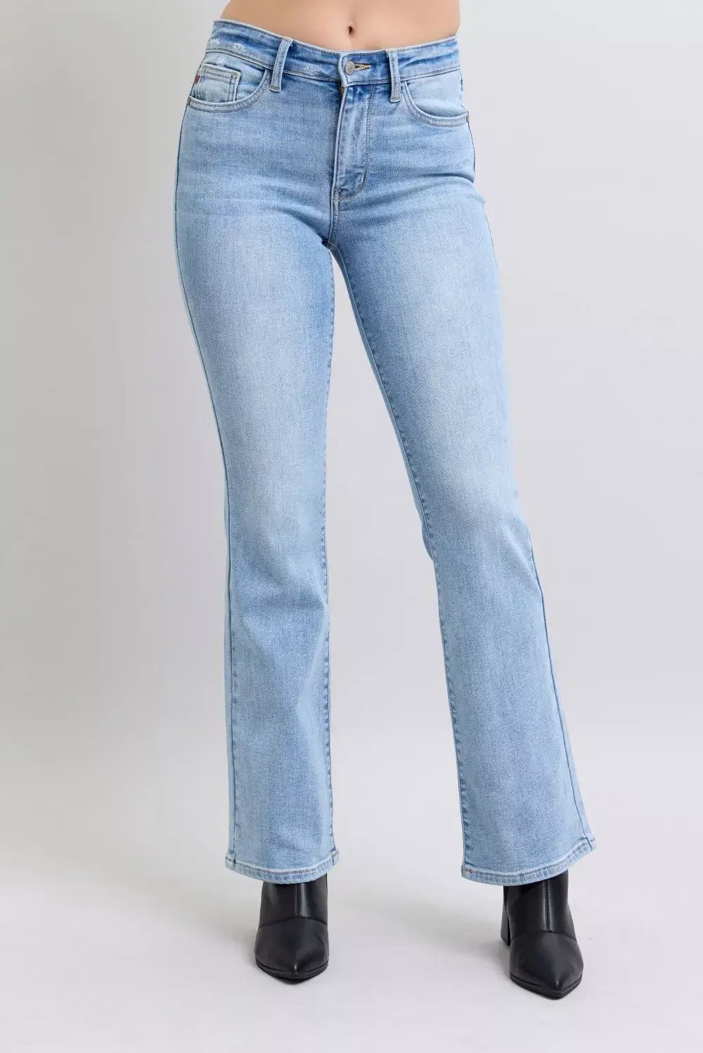 Judy Blue Mid Rise Thermal Bootcut Jeans - Trendsi - Flyclothing LLC