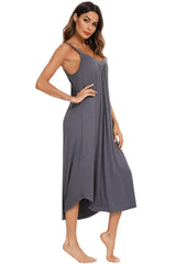 V-Neck Midi Lounge Dress - Trendsi - Flyclothing LLC