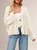 Cable Knit Button-Down Cardigan - Trendsi - Flyclothing LLC