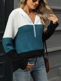 Color Block Hooded Long Sleeve T-Shirt - Trendsi