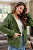 Zip Up Long Sleeve Fuzzy Hooded Outerwear - Trendsi
