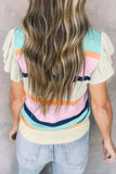 Color Block Round Neck Cap Sleeve Knit Top - Trendsi - Flyclothing LLC