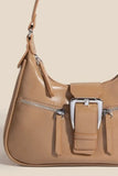Fame Large Buckle Triple Zipper Hand Bag - Trendsi