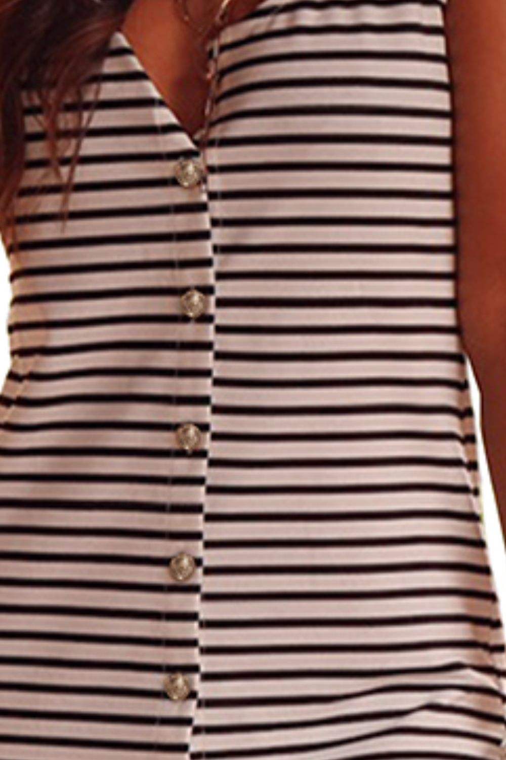 Striped Wide Strap Midi Dress - Trendsi - Flyclothing LLC