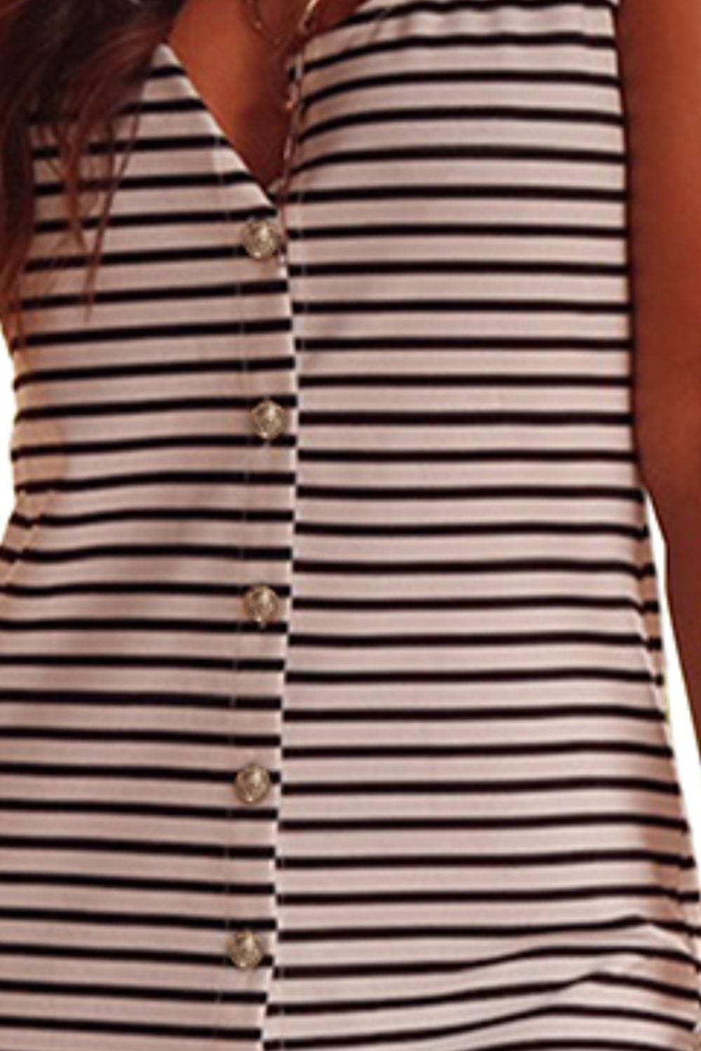 Striped Wide Strap Midi Dress - Trendsi - Flyclothing LLC