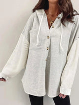 Drawstring Button Front Hoodie - Trendsi - Flyclothing LLC
