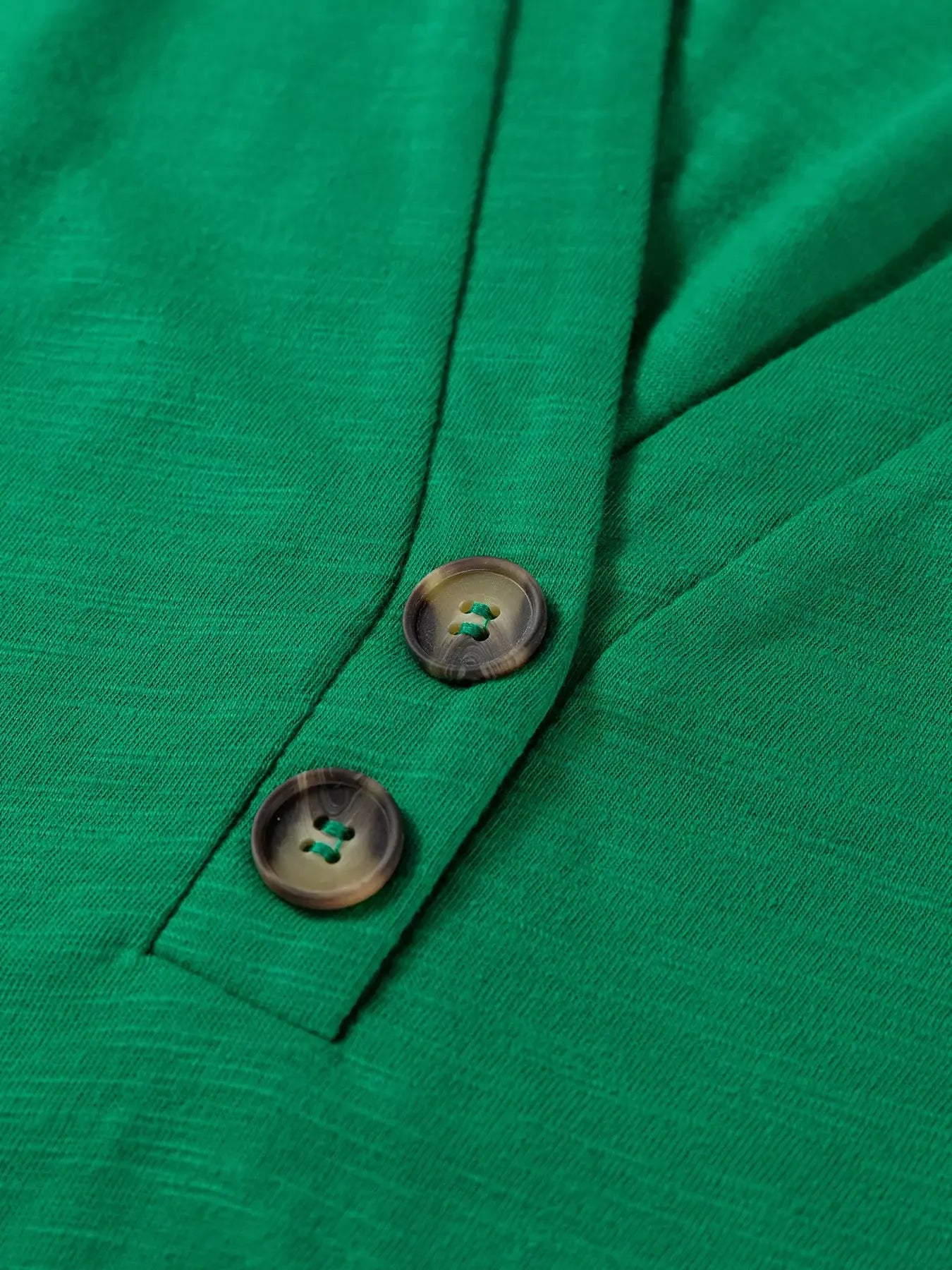 Solid Color Button V Neck Long Sleeve Top - Trendsi - Flyclothing LLC