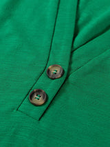 Solid Color Button V Neck Long Sleeve Top - Trendsi - Flyclothing LLC