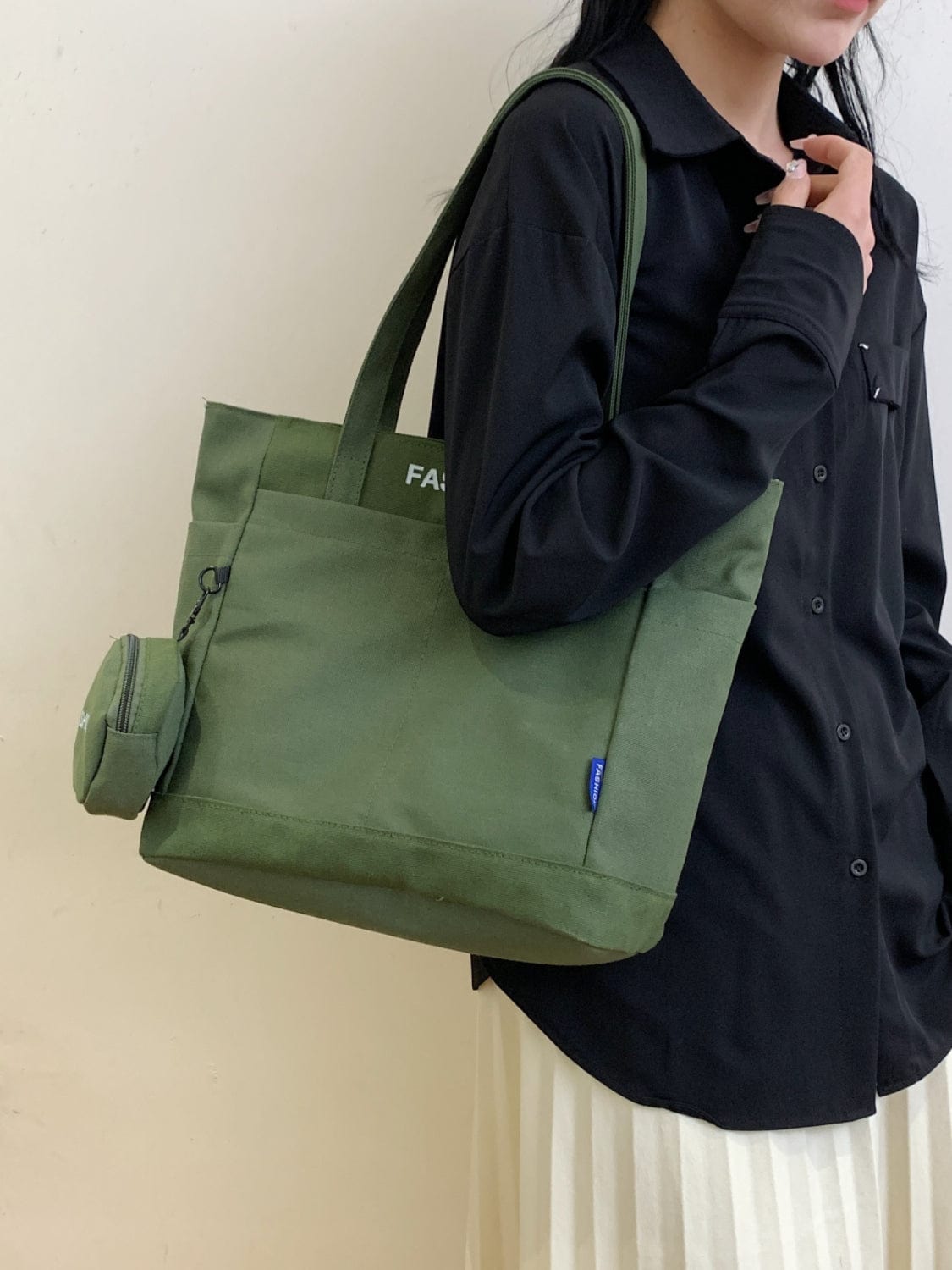 Canvas Tote Bag with Pouch - Trendsi