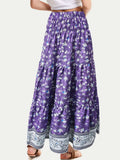 Full Size Tiered Printed Elastic Waist Skirt - Trendsi - Flyclothing LLC
