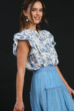 Umgee Full Size Two Tone Boxy Cut Floral Print Plus Size - Trendsi