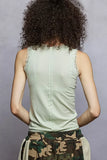 POL Round Neck Cropped Tank with Lace Trim - Trendsi - Flyclothing LLC