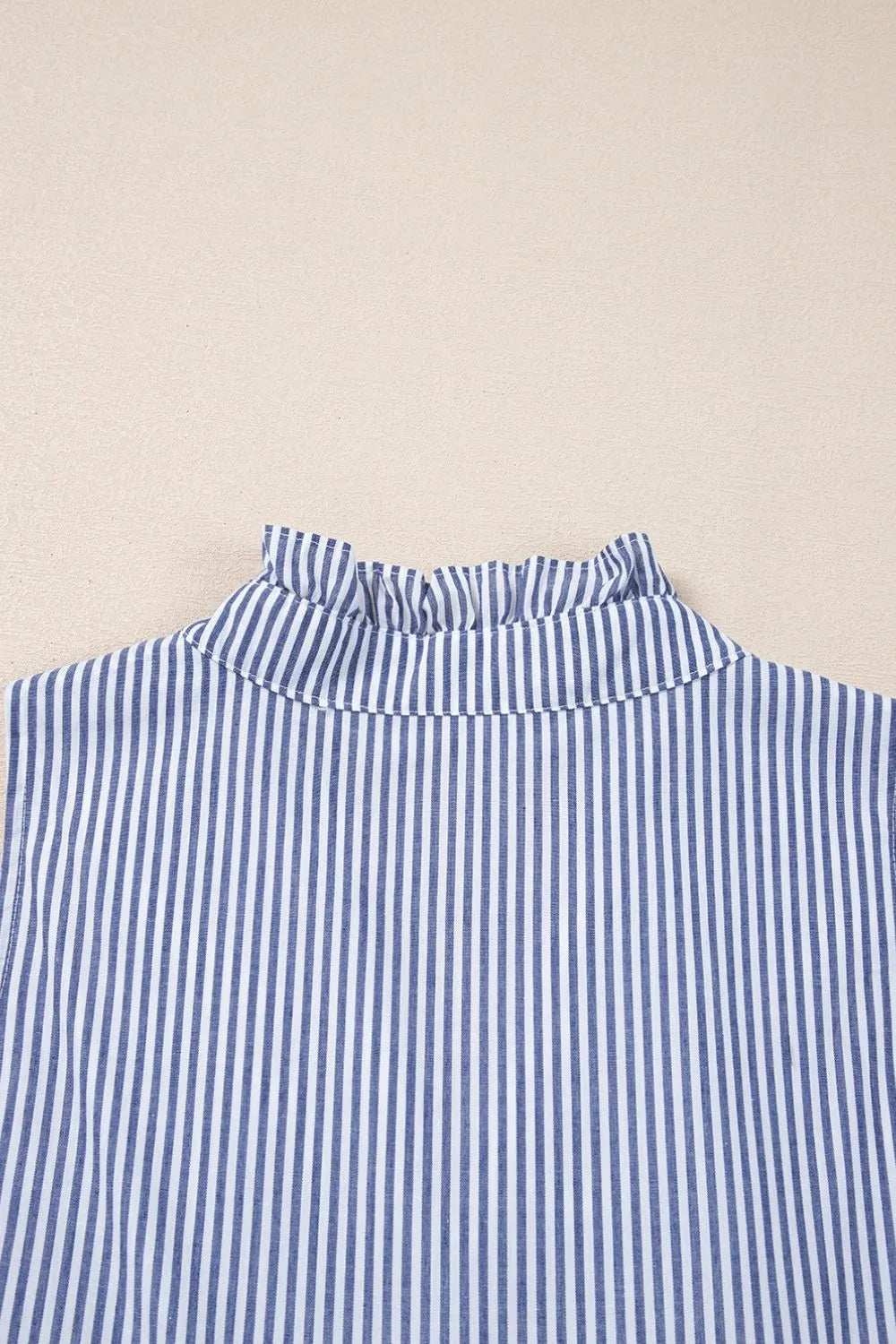 Stripe Sleeveless Notched Ric Rac Mini Dress - Trendsi - Flyclothing LLC