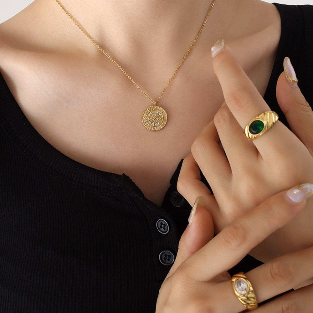 Zircon Titanium Steel Timepiece Shape Necklace - Trendsi - Flyclothing LLC