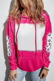 Drawstring Leopard Long Sleeve Hoodie - Trendsi