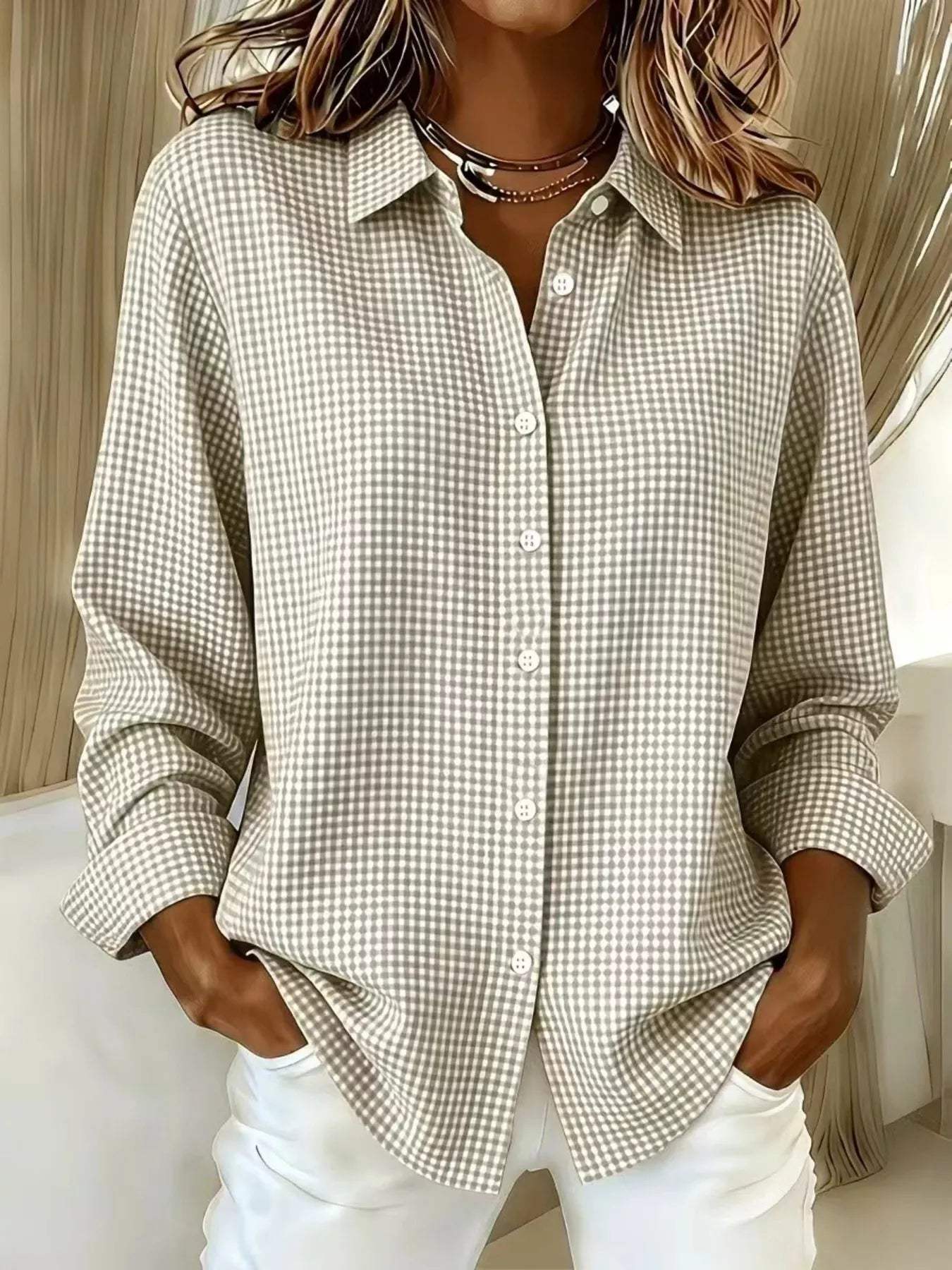 Full Size Plaid Button Up Long Sleeve Shirt Plus Size - Trendsi - Flyclothing LLC