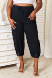 Shiny Decorative Button Cropped Pants - Trendsi