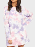 Pocketed Tie-Dye Round Neck Long Sleeve Dress - Trendsi